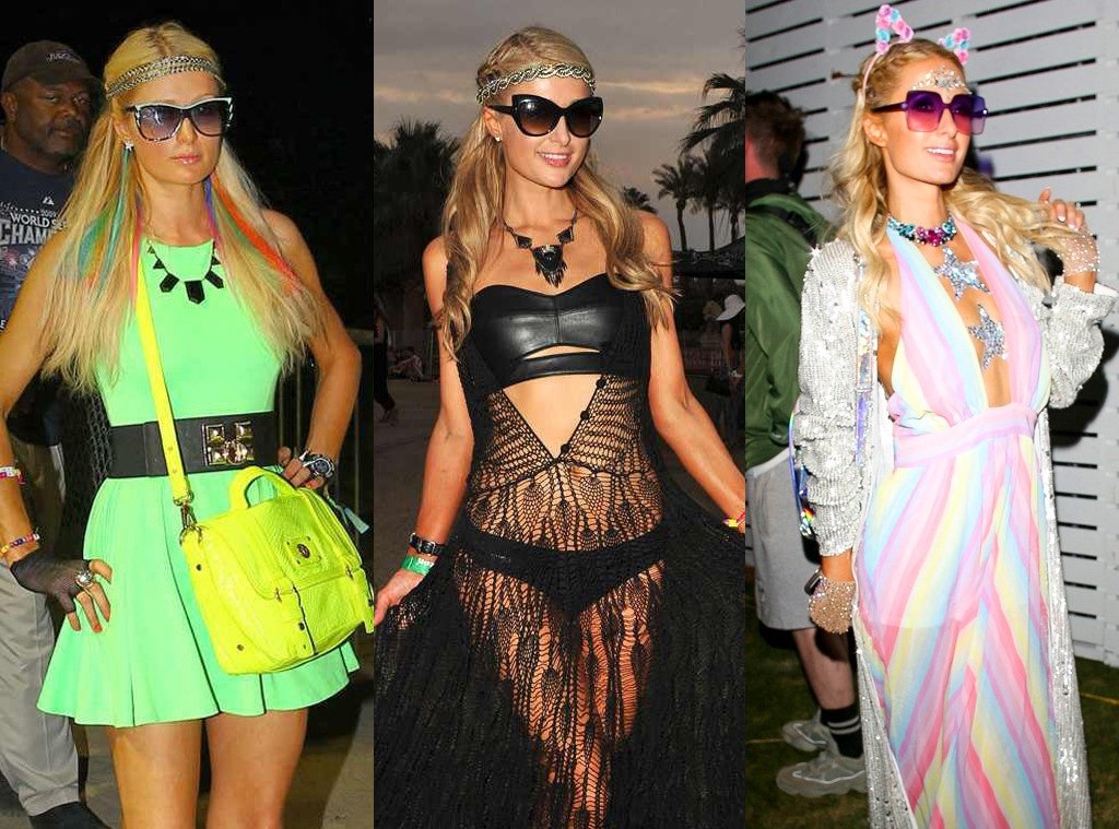Paris Hilton Dazzles in Bold Fishnet Catsuit at Coachella 2025