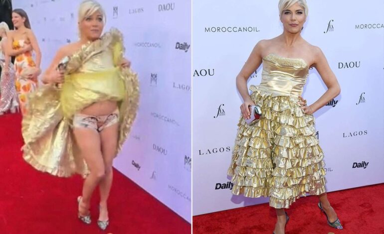 Selma Blair’s Cheeky Red Carpet Moment: Fashion, Humor, and Unexpected Underwear Reveal