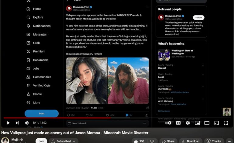 Valkyrae Exits ‘Minecraft’ Film After Controversial Comments on Jason Momoa’s Crew Treatment