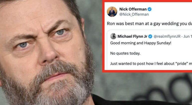 Nick Offerman’s Ron Swanson GIF Clapback Shuts Down Anti-Pride Troll