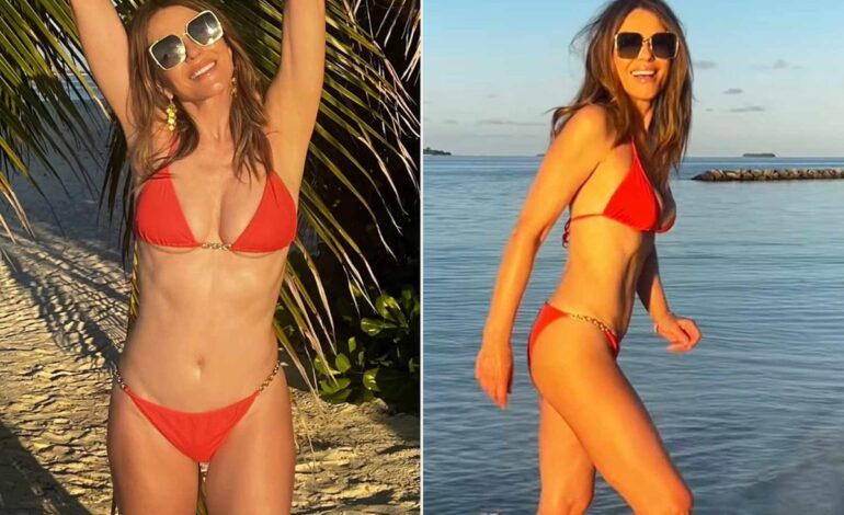 Elizabeth Hurley’s Precision Angle Trick for Flattering Bikini Shots