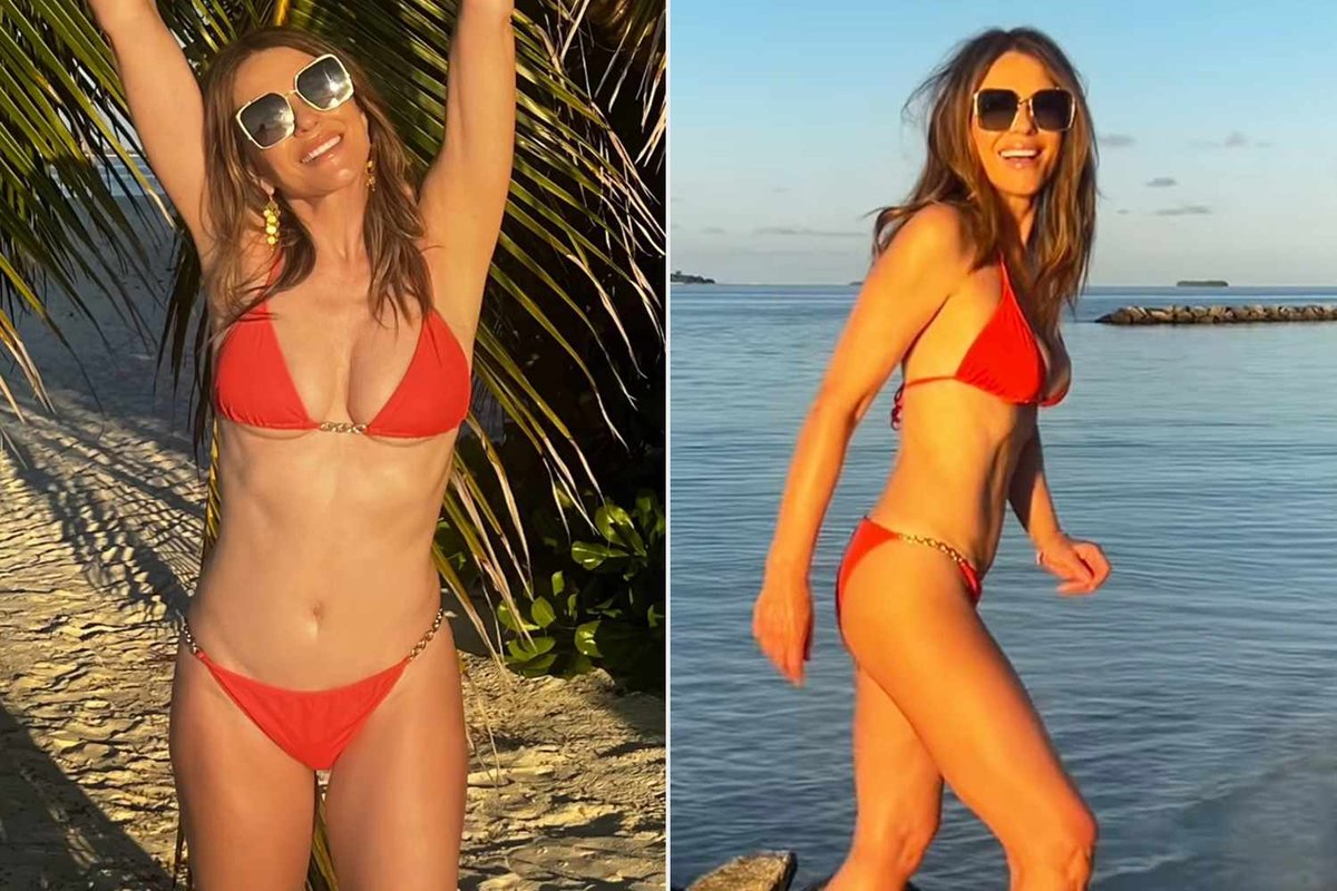 Elizabeth Hurley’s Precision Angle Trick for Flattering Bikini Shots