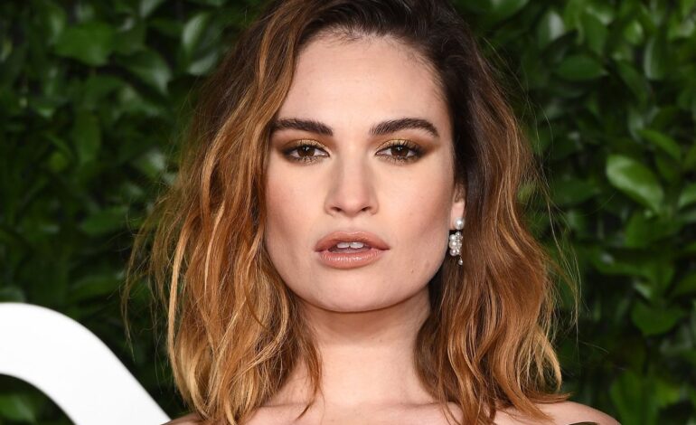 Lily James’ Dark Blue Ombre Unveiled in London Stroll