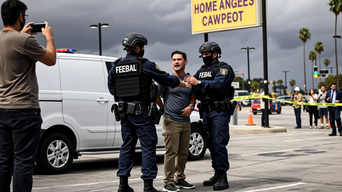Chaos Erupts as Federal Agents Detain Men During L.A. Immigration Raid Outside Home Depot