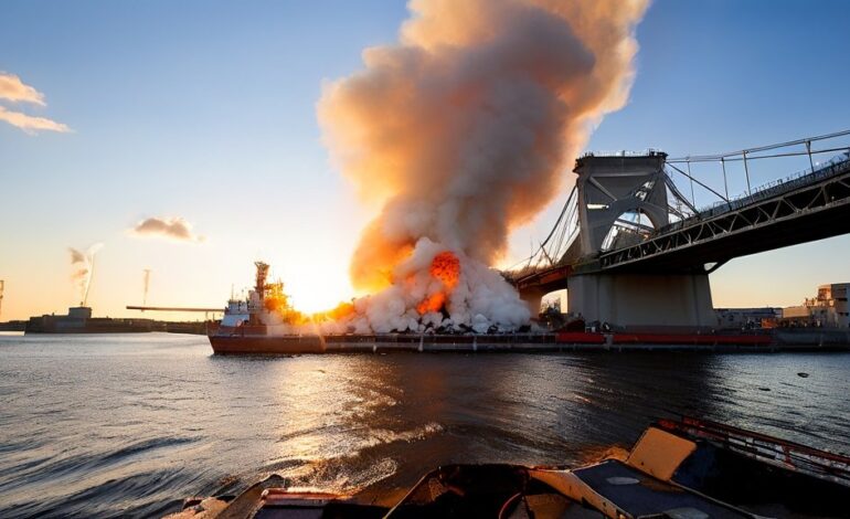 Explosion Rocks Baltimore’s Key Bridge — Crew Survives Chaos Amid Smoke and Fury