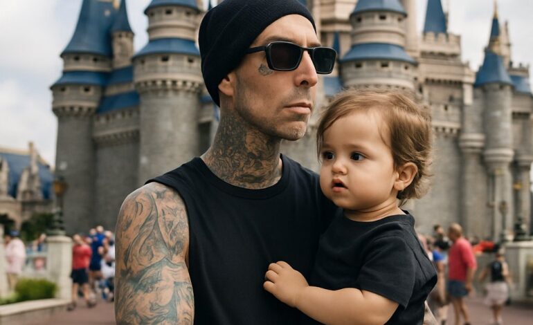 Travis Barker Carries Baby Rocky at Disney World as Kourtney Kardashian Joins Cozy Magic Kingdom Day